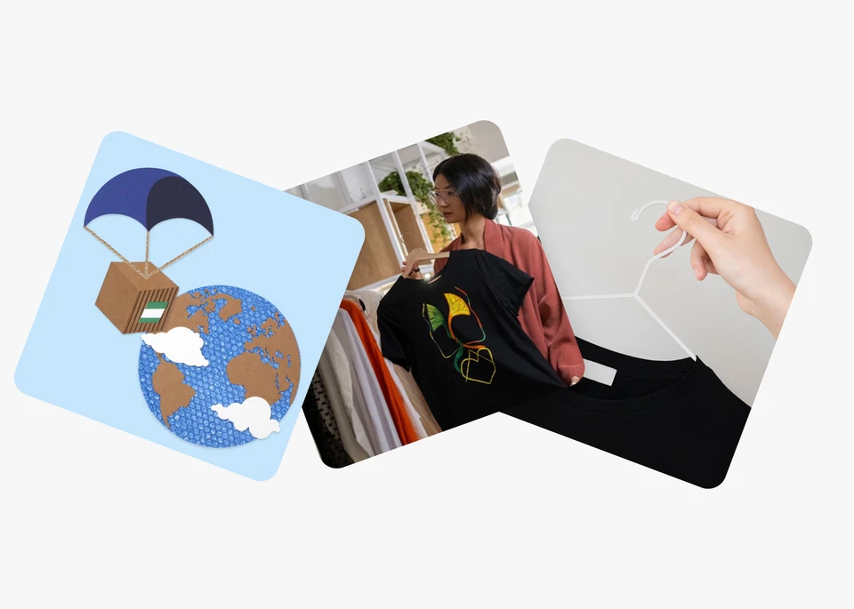 Três fotos sobre experiência de compra